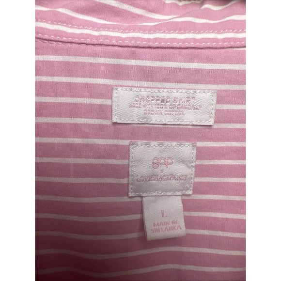 LoveShackFancy x GAP Organic Cotton Striped Cropped Button Down Top Size Large - Picture 2 of 10